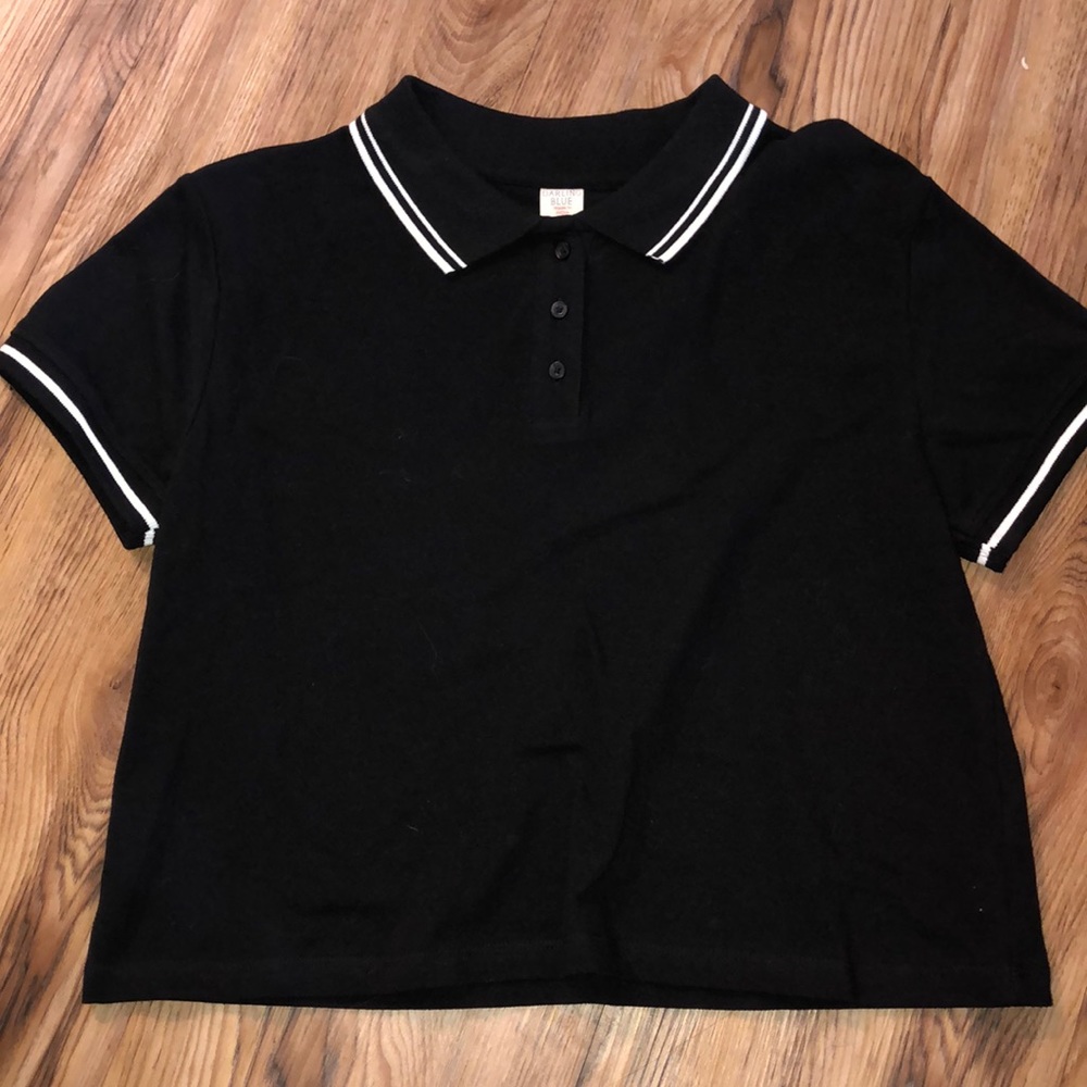 Black Cropped Polo Tee